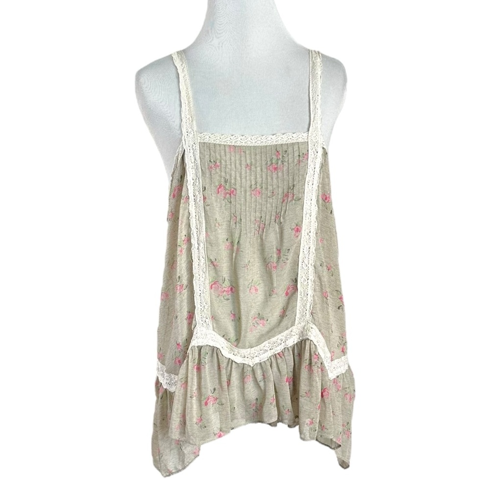 Free People Ethereal Dainty Floral Lace Camisole Top Size Small Sheer Cottage